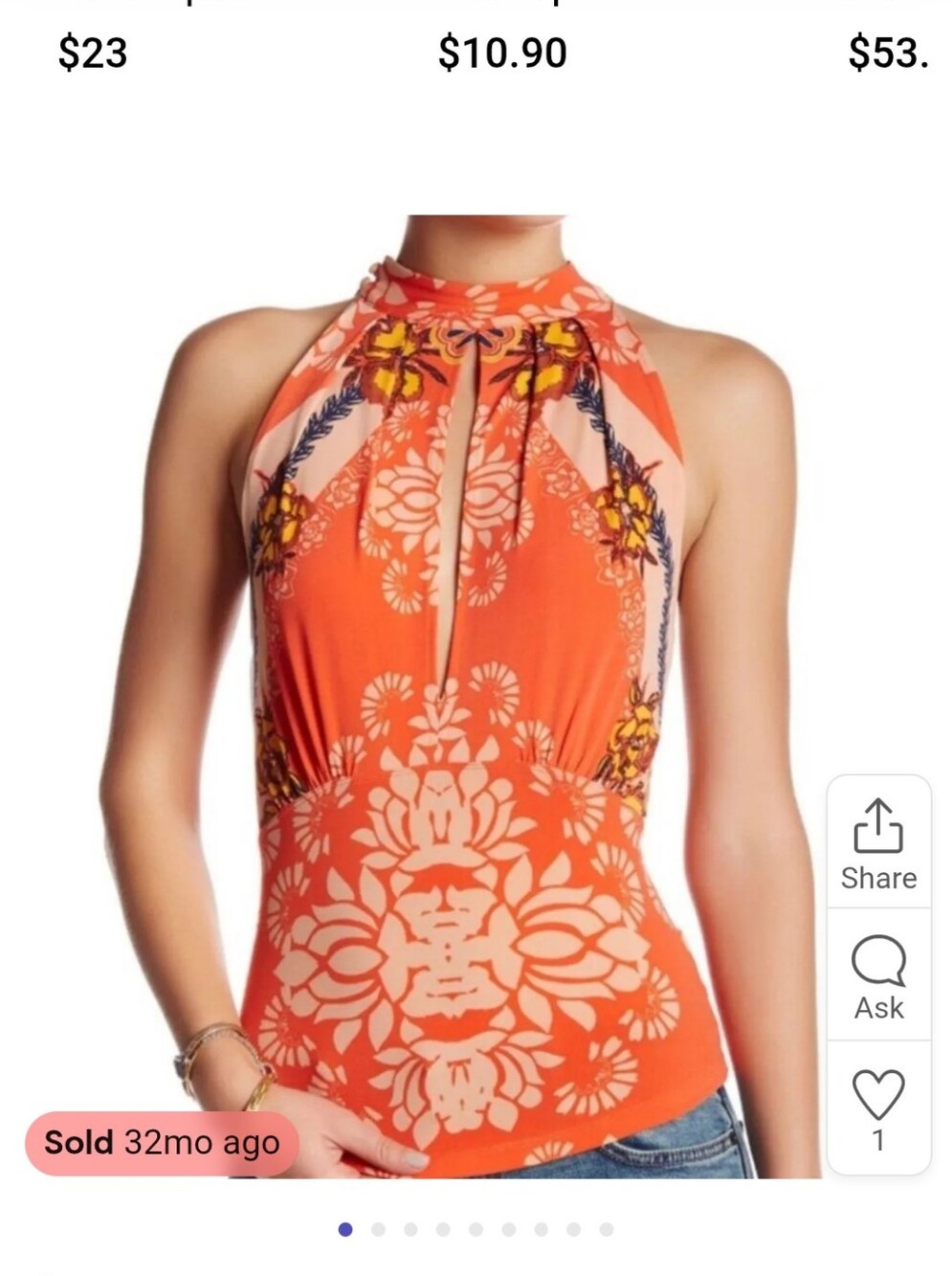 Coral Floral Halter Tank Top